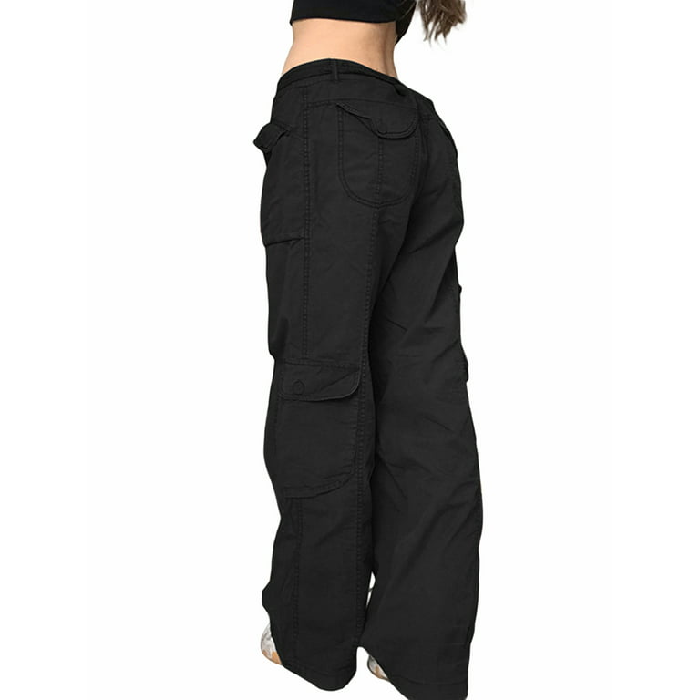 Polinkety Women Baggy Cargo Pants Low Waist Baggy Jeans Wide Leg Loose  Trousers Harajuku Punk 90s Streetwear 
