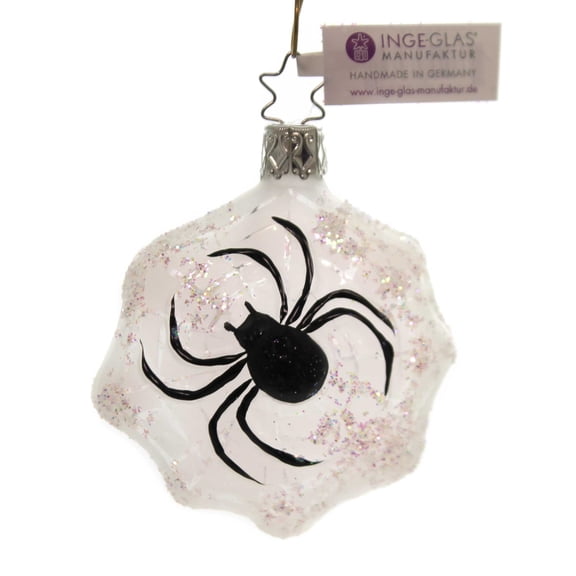 Inge Glas Spinning Christmas Glass Ornament Halloween Spider 10035S018