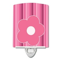 Caroline's Treasures BB8595CNL Pink Flower on Stripes Ceramic Night Light, 6x4x3", multicolor