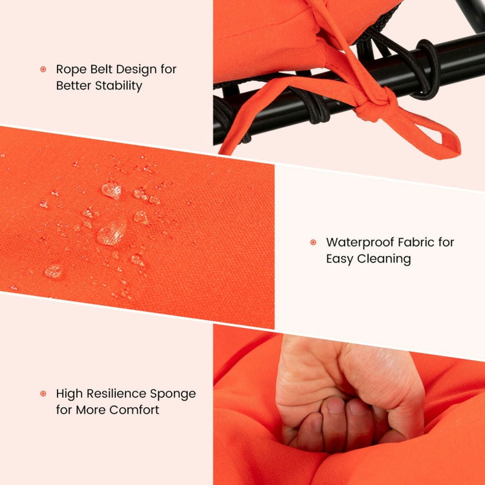 Topcobe Outdoor Lounge Chaise Cushion with String Ties for Garden Poolside, Chair Cushions for Outdoor Furniture-Orange