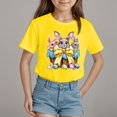 thumbnail image 2 of ZTKWD Girls Pleated T Shirts Kids Summer Short Sleeve Fashion Tops Tees 5-14 Years Easter bunny, 2 of 4