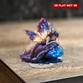 thumbnail image 6 of Rotating acrylic ornament featuring a cosmic fairy on a glowing blue mushroom with galaxy-patterned wings and vibrant colors for stunning decor, 6 of 8