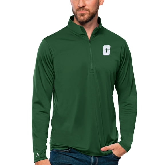 Men's Antigua Green Charlotte 49ers Tribute Quarter-Zip Top