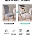 thumbnail image 4 of Dining Room Chair Covers Set of 6, Retro Coffee Teacup Wood Grain Stretch Kitchen Chair Cover, Text on Black White Plaid Removable Washable Chair Slipcovers for Hotel,Home,Party,Banquet, 4 of 6