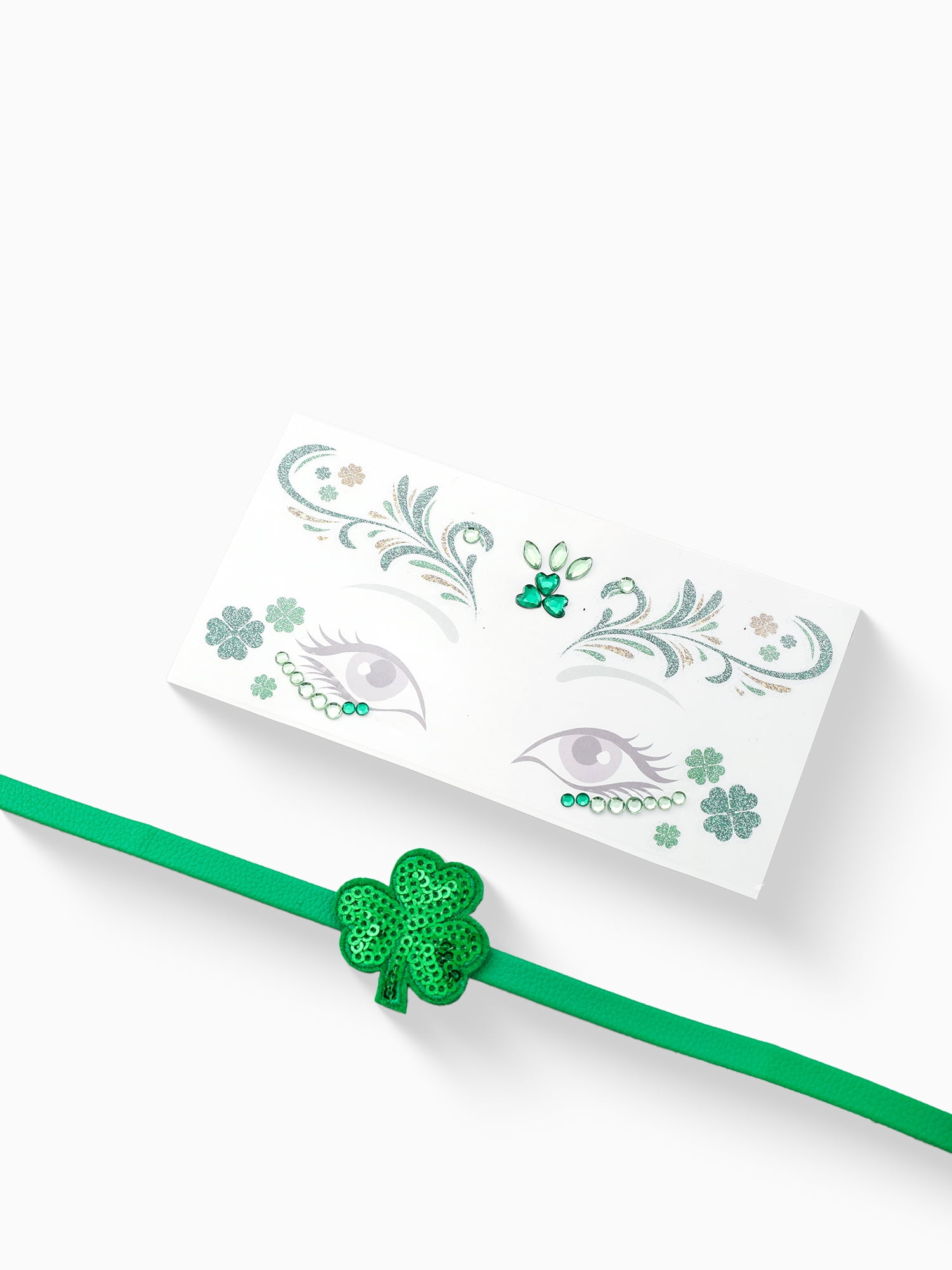 Way to Celebrate St. Patrick's Day Choker Necklace and Face Tattoo Set, 2 Piece