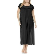 EZI Nightgowns for Women - Soft & Breathable Satin Night Gowns for Adult Women - Medium to Plus Size Womens Sleep Shirts - Long Mid-Length Nightgown