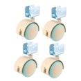 thumbnail image 1 of Ruedas giratorias de 2 pulgadas con soporte en U para muebles, ruedas dobles de color azul claro con freno, 4 piezas, 1 of 3