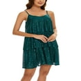 thumbnail image 3 of PENGXIANG Femmes Couches Volants Gâteau Robe Paillettes Spaghetti Sangle Mini Robe Backless Parti Danse Robe Cami, 3 of 8