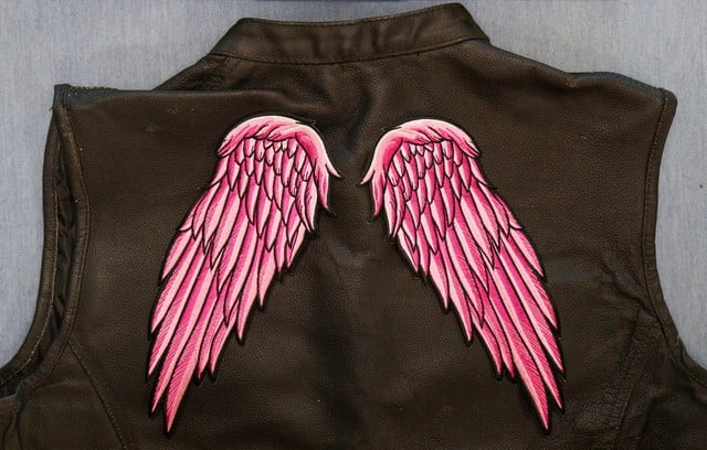 Large Back Patch, Embroidered Patch (Iron-On or Sew-On), Angel Wing Large Back Patch, Set of 2, Pink Guardian Angel Religious , 8" x 10"