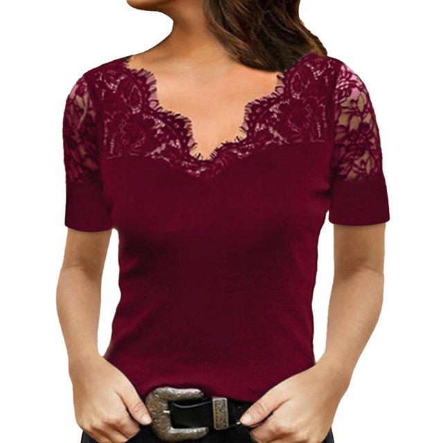 Blusas de encaje de moda, blusa de encaje con cuello en V informal para mujer, camisa de encaje, diseño a prueba de futuro