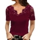 thumbnail image 3 of Camisa de encaje,Blusa de encaje con cuello en V informal para mujer Tops de encaje de moda Estética elegante, 3 of 6