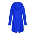 thumbnail image 4 of DENGDENG Plus Size Rain Jackets for Women Trendy Waterproof Lightweight Raincoats with Hood Loose Fit Long Hooded Windbreaker Jackets Outdoor Hiking Rain Coats 无 Blue XL, 4 of 4