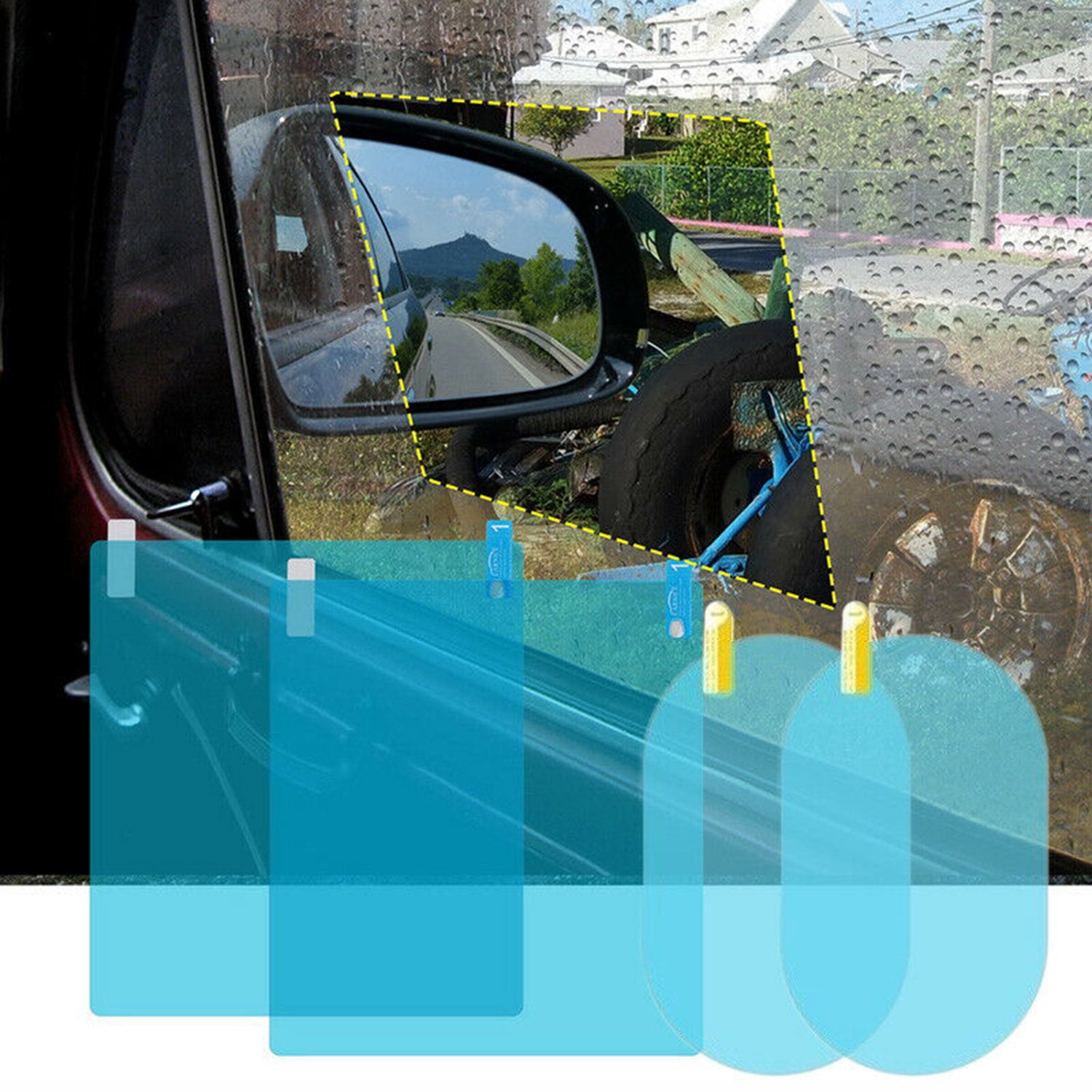 Details about   Car Rear View Mirror Side Window Glass Protective Film Anti Fog Rainproof 4PCS 