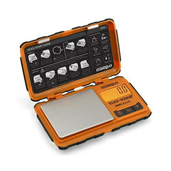 Truweigh Tuff-Weigh Mini Scale - Digital Kitchen Scale - 1000g x 0.1g / Black & Orange