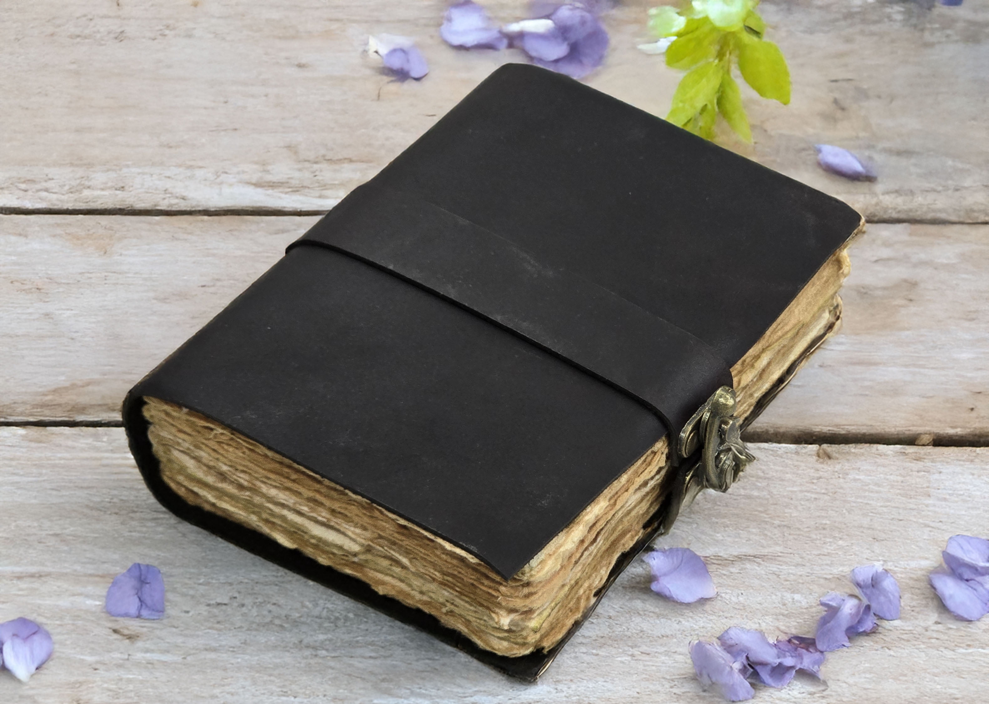 Leather Notebook, 200 Blank Deckle Edge Paper, Handmade Fancy Bound Journal For Women and Men