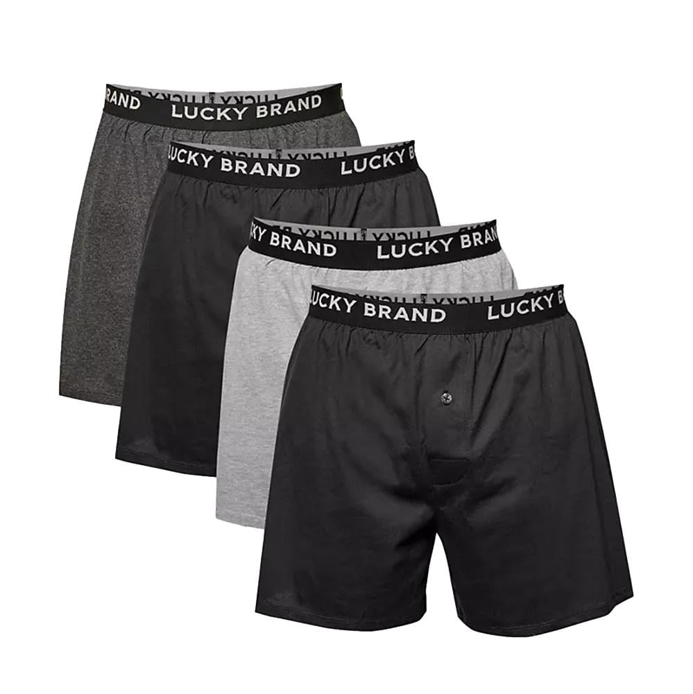 Lucky Brand Men's Soft Knit Boxer Underwear 4-Pack in Blue/Print