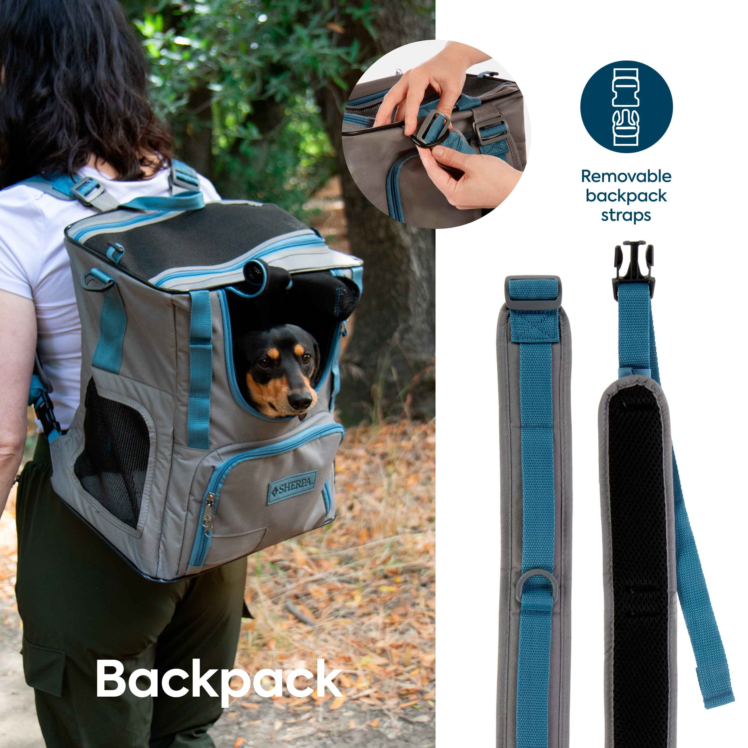 Sherpa Trek Tote 2-in-1 Pet Backpack & Tote for Cats & Dogs - Gray, Medium