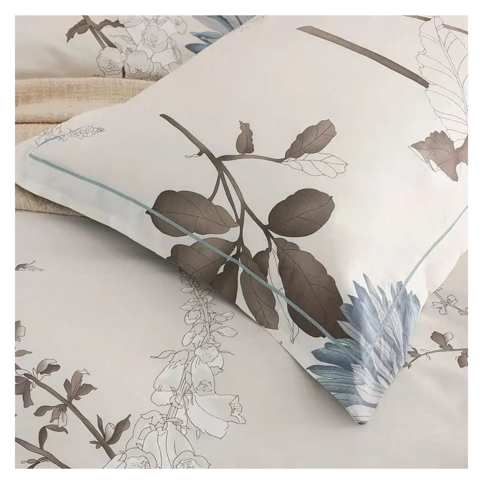 Floral Duvet Cover Queen Size - Big Flower Pattern Comforter Cover Set - 100% Cotton Queen Duvet Cover - Shabby Chic Bedding for Women Girls - Soft Breathable Bed Cover