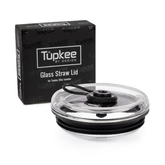 Tupkee Glass Straw Lid Black - For Tupkee Double Wall Glass Tumbler, 20 oz Hand Blown Glass Travel Mug