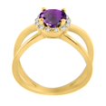 thumbnail image 2 of AoneJewelry 0.85 Carat 6MM Round Amethyst and Diamond Ring In 10K Solid Rose, White & Yellow Gold, 2 of 5