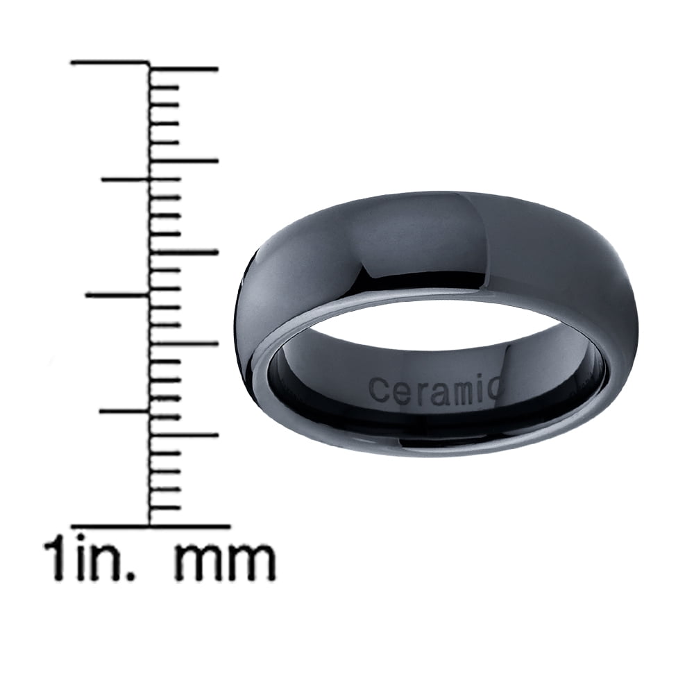 Black Dome Ceramic Men's Women's Unisex Wedding Band Engagement Ring 7mm Sizes 5-15