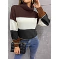 thumbnail image 5 of YAZI Women's Sweaters Casual Long Sleeve Crewneck Color Block Patchwork Pullover Knit Sweater Tops, 5 of 12