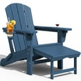 thumbnail image 3 of KINGYES Folding Adjustable Adirondack Chair with Retractable Ottoman Set of 2 for Patio Garden, Blue, 3 of 8
