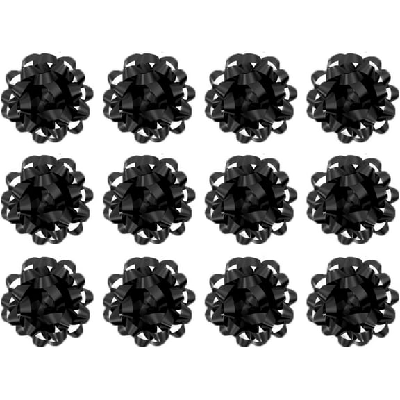 PMU Decorative Confetti Gift Bows, 3.5 Inch Medium, Black (12/Pkg) Pkg/1