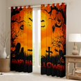thumbnail image 2 of Feelyou Gothic Pumpkin Ghost Black Out Curtains for Kid, Black Orange Curtains Pack of 2 (42x63 Each), Happy Halloween Style Bedroom Curtains, Curtains and Drapes Home Decor, 2 of 6