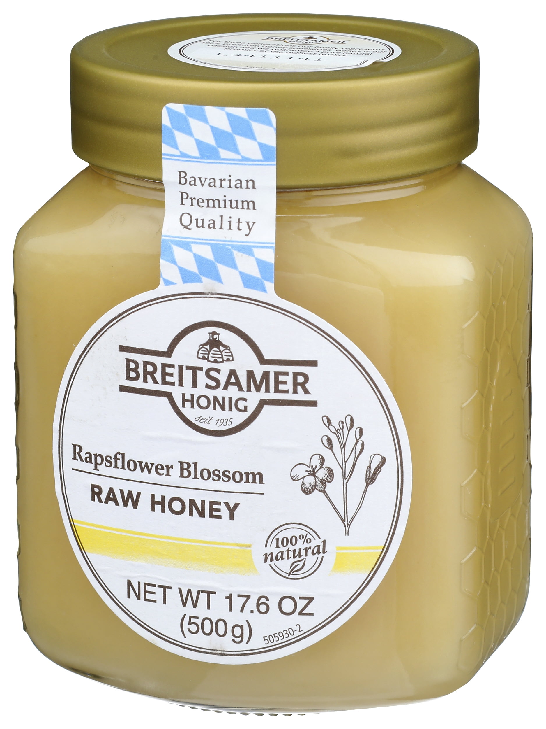 Pack of 6, Breitsamer Honig Rapsflower Blossom Raw Honey, 17.6 oz