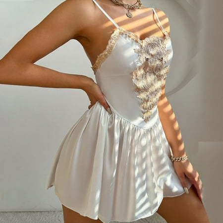 Nrmvnmi Women s Plus Size Sexy Sleepwear Lace Babydoll Slip Dress Nightgown and Sheer Robe Sexy Sleeveless Backless Set