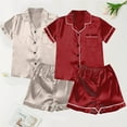thumbnail image 3 of 2 Sets/Pack Pajamas For Women Lace Lace Trim Satin Cami Top Pajama Sets Home Wear Soft Sleepwear Pj Lounge Set, 3 of 3