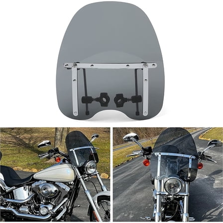Kojem 18*16 Tinted Windshield for 1969-2012 Kawasaki Yamaha Honda Suzuki Harley Motorcycle Windscreen Smoke