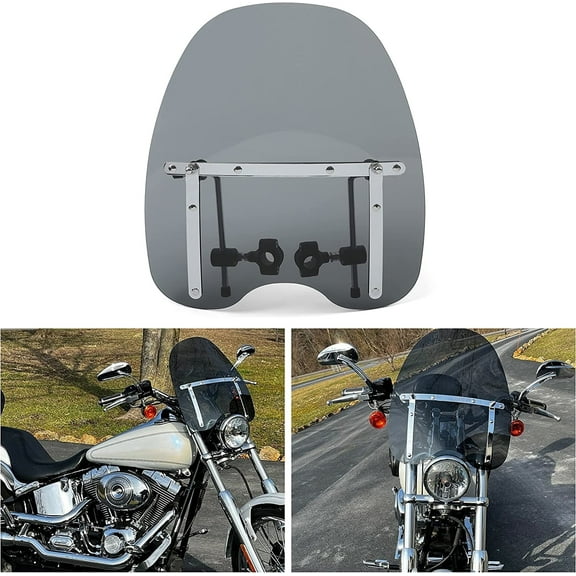 Kojem 18*16 Tinted Windshield for 1969-2012 Kawasaki Yamaha Honda Suzuki Harley Motorcycle Windscreen Smoke