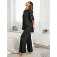 thumbnail image 3 of MINTREUS Lounge Sets for Women Knit Short Sleeve Tops and Long Pants Soft Comfy Pajamas Set Oversized 2 Piece Outfits S-4X, 3 of 8