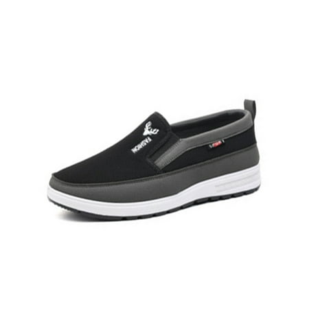 

SIMANLAN Men s Slip on Walking Loafer Shoes Slip Resistant Work Flats Sneaker Black 6