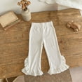 thumbnail image 2 of ZHOGXU Toddler Kids Girls Leggings Elastic Waist Solid Color Ruffle Summer Comfortable Lightweight Slim Fit Pants Trousers For Casual Daily Wear,White,4-5 Years, 2 of 4