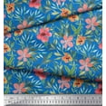 thumbnail image 3 of Soimoi Rayon Fabric Leaves & Peach Flower Floral Print Fabric by The Yard 42 Inch Wide, 3 of 3