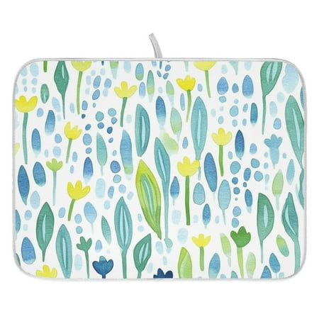 

Watercolor Art Flowers Dish Drying Mat for Kitchen Quick Drying Absorbent Soft Durable 18 x 24