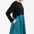 thumbnail image 2 of Mordenmiss Women's Long Sleeve Dress High Low Loose Cotton Tunic Dresses with Pockets Blue L, 2 of 5