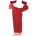 thumbnail image 3 of Jacquard Paisley Eastern Motif Pashmina Shawl Scarf Stole Wrap (Red Orange), 3 of 8