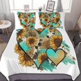 thumbnail image 1 of HAHDAXIA Leopard Print Sunflower Heart Bedding Solid Comforter Set for All Seasons,3 Pieces(1 Comforter+2 Pillowcases),Soft Microfiber Bedding Set Full(79"x90"), 1 of 7