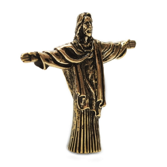 Jesus Christ the Redeemer Golden Bronze Figurine Statue Amulet Christian Art
