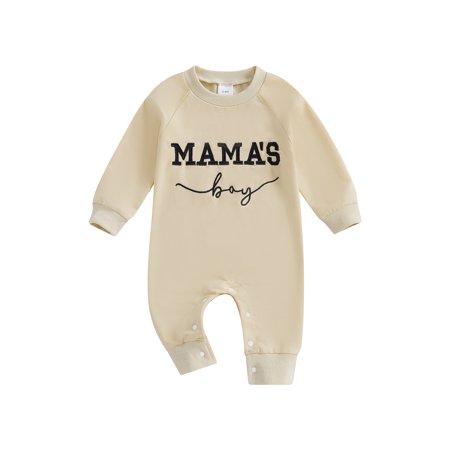 

GOODLUCKY Boys Autumn Jumpsuit Long Sleeve Crewneck Letter Embroidery Romper