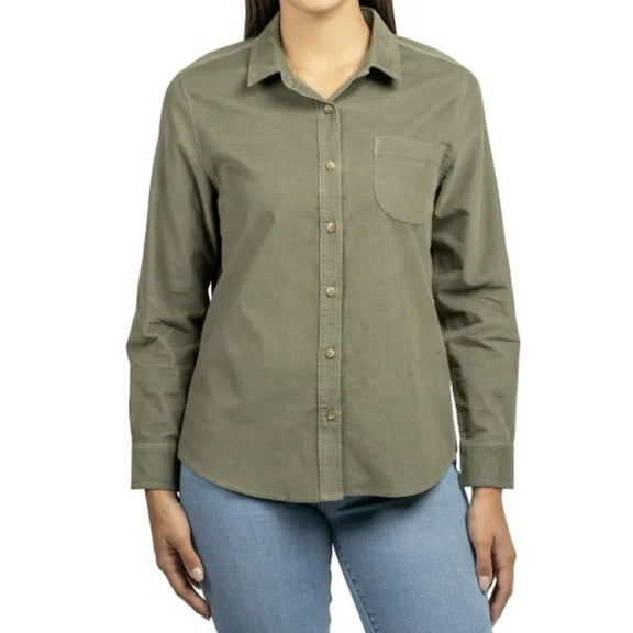 Jachs Girlfriend New York Women's Long Sleeve Mini Corduroy Button Up Shirt (US, Alpha, XX-Large, Regular, Regular, Green)