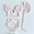 thumbnail image 2 of Drses Baby Girl Swimsuit 2-24 Months – UPF 50+ Three-Piece Bikini Set with Puff Sleeve & Swim Hat, Striped Beach Bathing Suit for Summer, 2 of 6