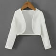 thumbnail image 2 of Fashion Olyvenn Women's Solid Cropped Bolero Shrug Long Sleeve Open Front Cardigan Office Work Jacket Outwear White 12, 2 of 6