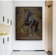 thumbnail image 4 of Horse Oil Painting Black And Brown Horse Canvas Art Framed Horse Picture Wall Art For Livingroom Bedroom Office, 4 of 7