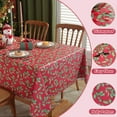 thumbnail image 5 of SASTYBALE Vinyl Christmas Tablecloth Rectangle Flannel Backing, Vintage Holly & Berry Print Waterproof & Heavy Plastic Table Cover for Dining, Party, Farmhouse Decorations, 5 of 7