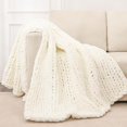 thumbnail image 1 of Chunky Knit Blanket Throw x Hand Knitted Chenille Throw Blanket Small Soft Thick Yarn Cable Knit Blanket Cute Rope Knot Crochet Throw Blankets for Couch Bed Sofa (Light ), 1 of 7